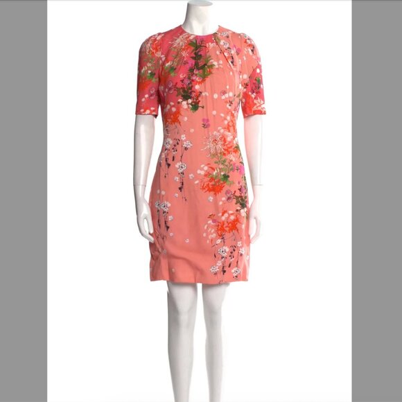 Givenchy Short Sleeve Floral Print Knee Length Shift Dress Size 4 - Picture 1 of 5